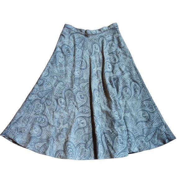 Lauren Ralph Lauren 100% Wool Paisley Flare Skirt Gray Women's Size 6 Academia - Picture 1 of 5